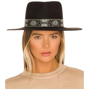 Lack Of Color Black Hat with Blue and Silver Embellishments